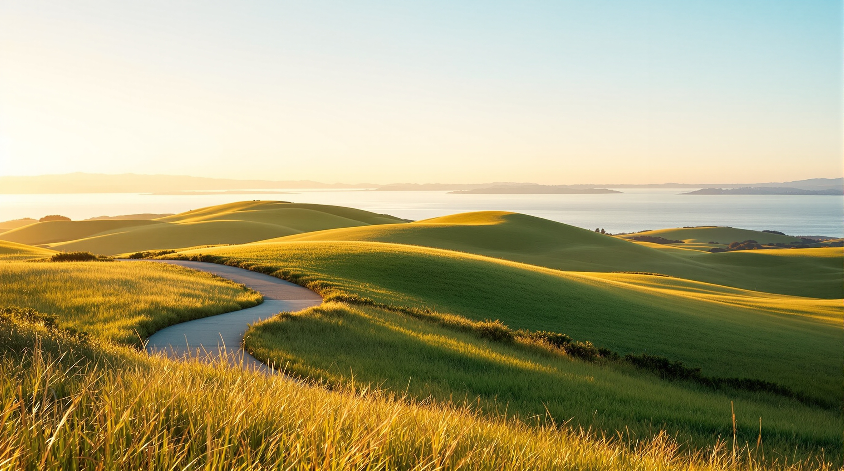 Calm East Bay hills at golden hour symbolizing a peaceful path forward